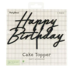 Acryl Cake Topper „Happy Birthday“ Schwarz 16,5 cm