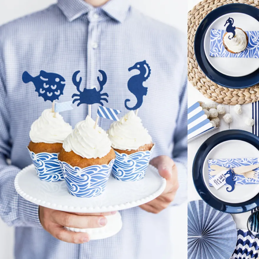 Ahoy Cupcake Topper - Meerestiere 6 Stück