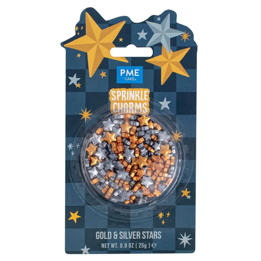 A PME Christmas Sprinkle Charms Sterne – Gold & Silber 25 g