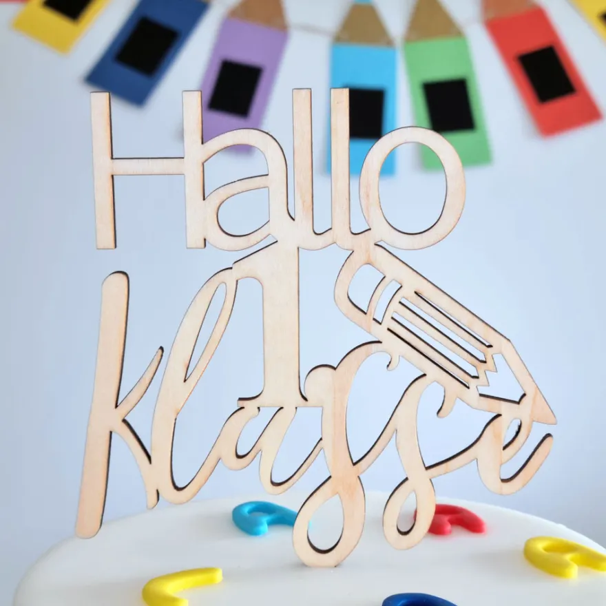 Cake Topper Holz- Hallo 1. Klasse