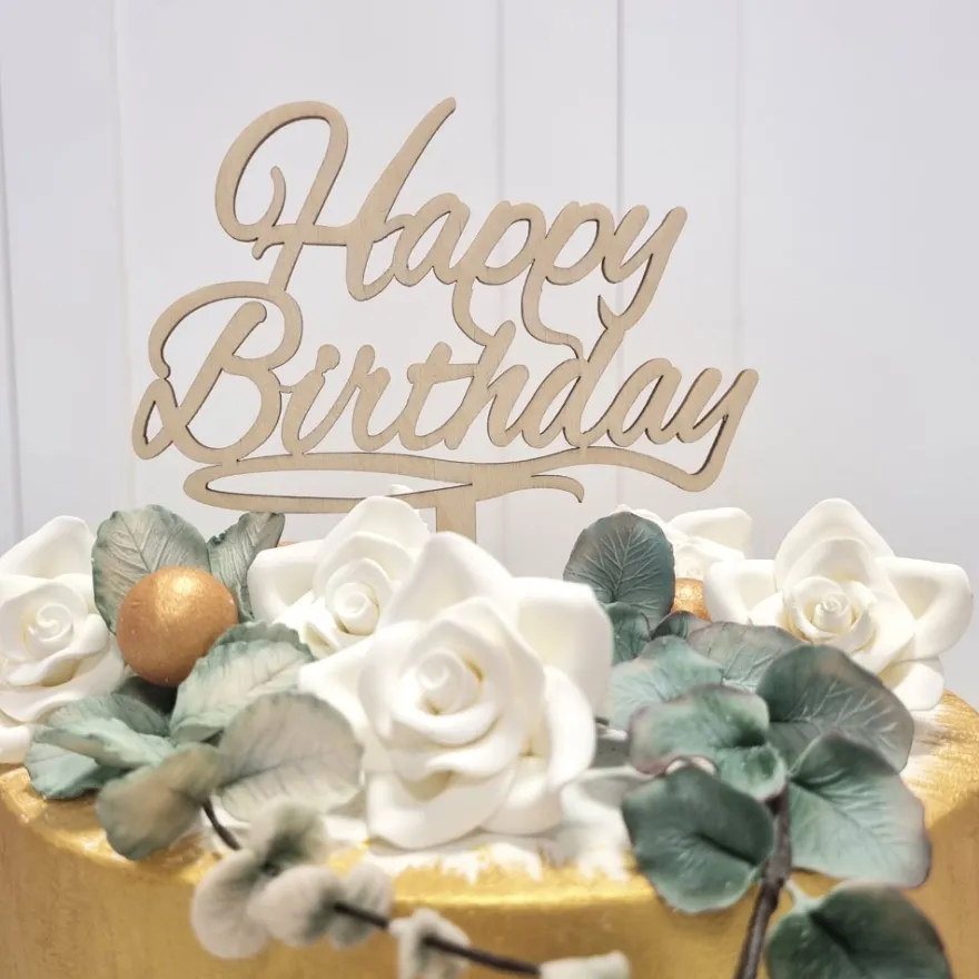 Cake Topper Holz - Happy Birthday