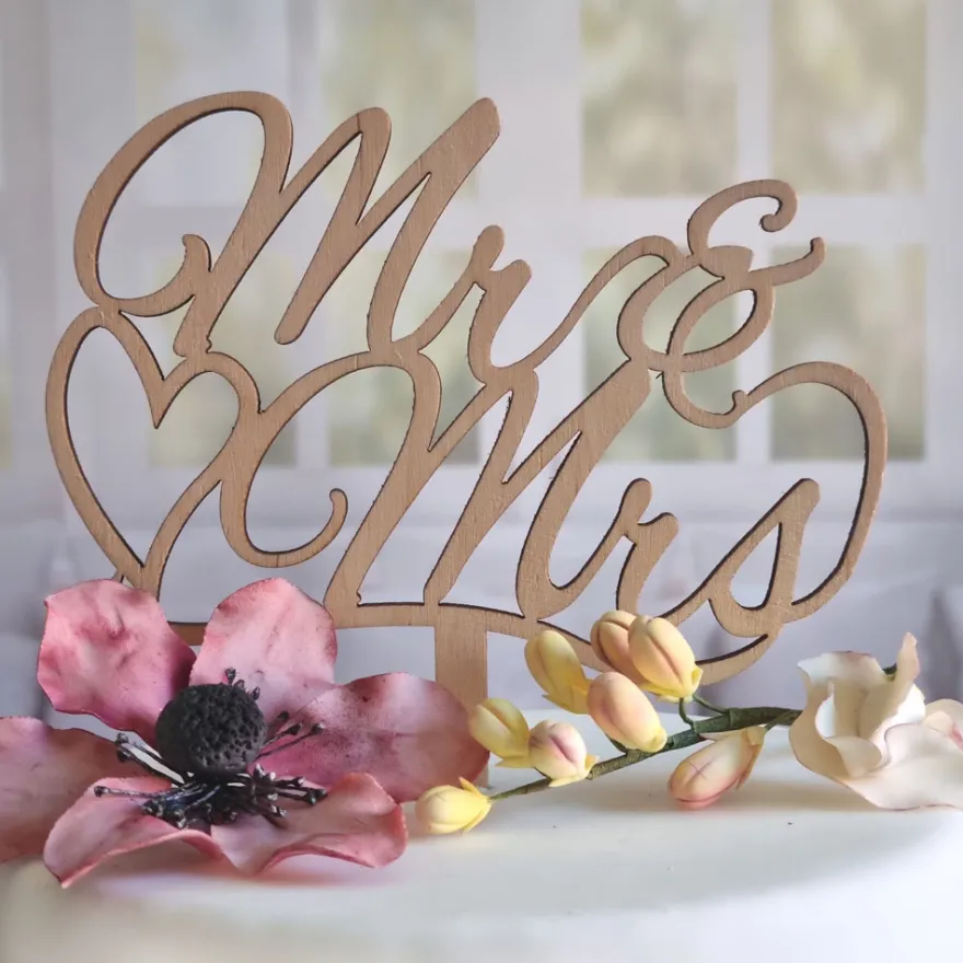 Cake Topper Holz - Mr & Mrs