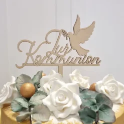 Cake Topper Holz - Zur Kommunion mit Taube
