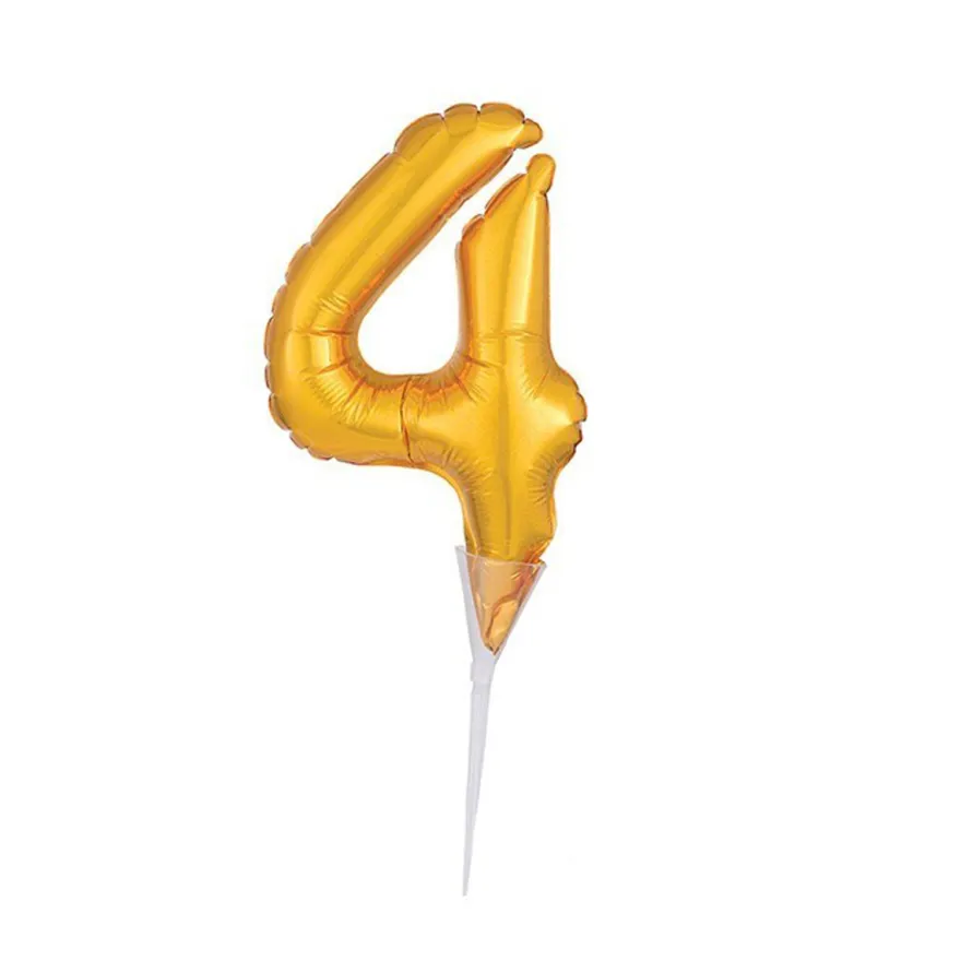 Cake Topper Luftballon Zahlenballon Gold - Zahl 4