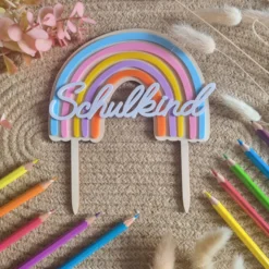 Cake Topper Regenbogen - Schulkind Bunt