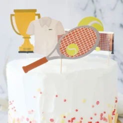 Cake Topper Tennis - Tennisball, Schläger, Pokal, Netz