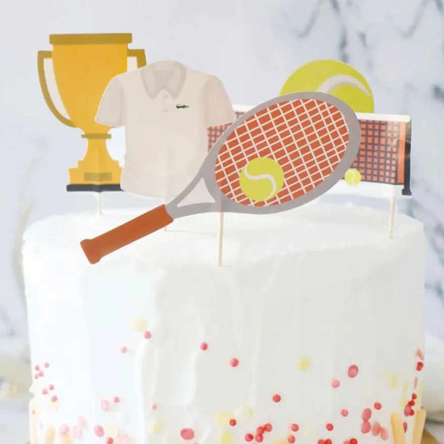 Cake Topper Tennis - Tennisball, Schläger, Pokal, Netz
