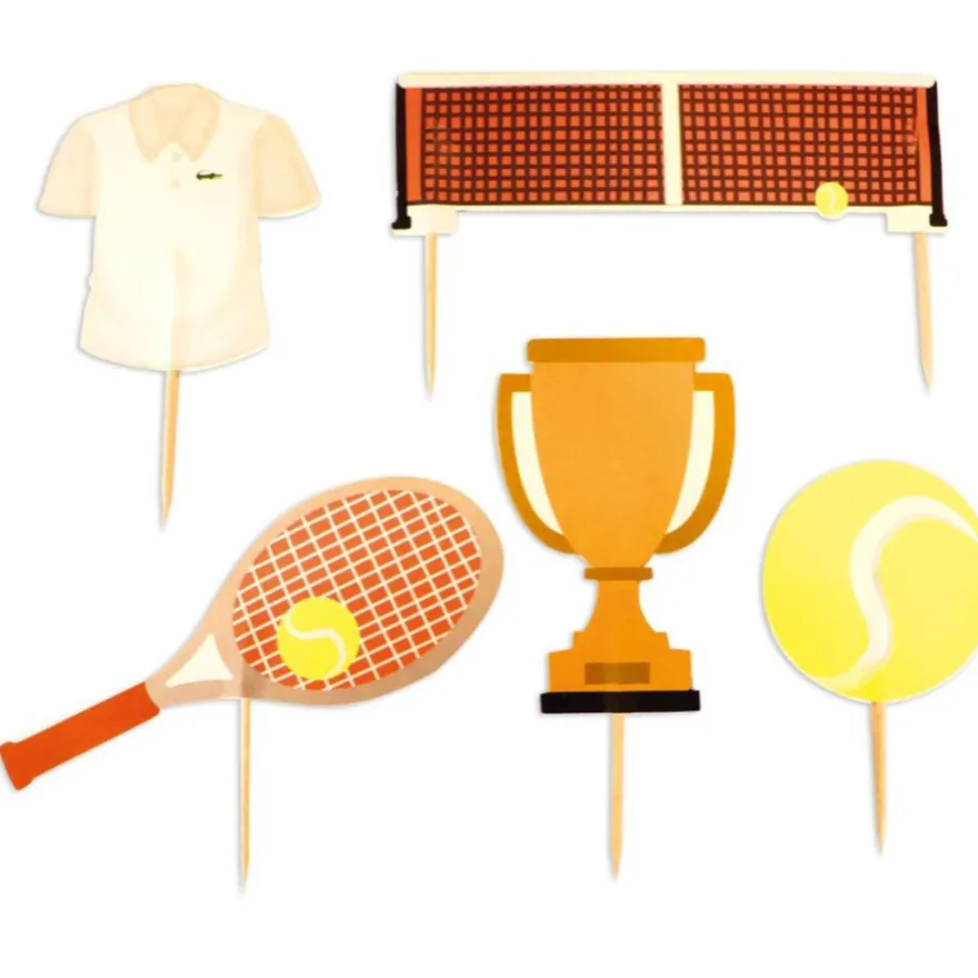 Cake Topper Tennis - Tennisball, Schläger, Pokal, Netz