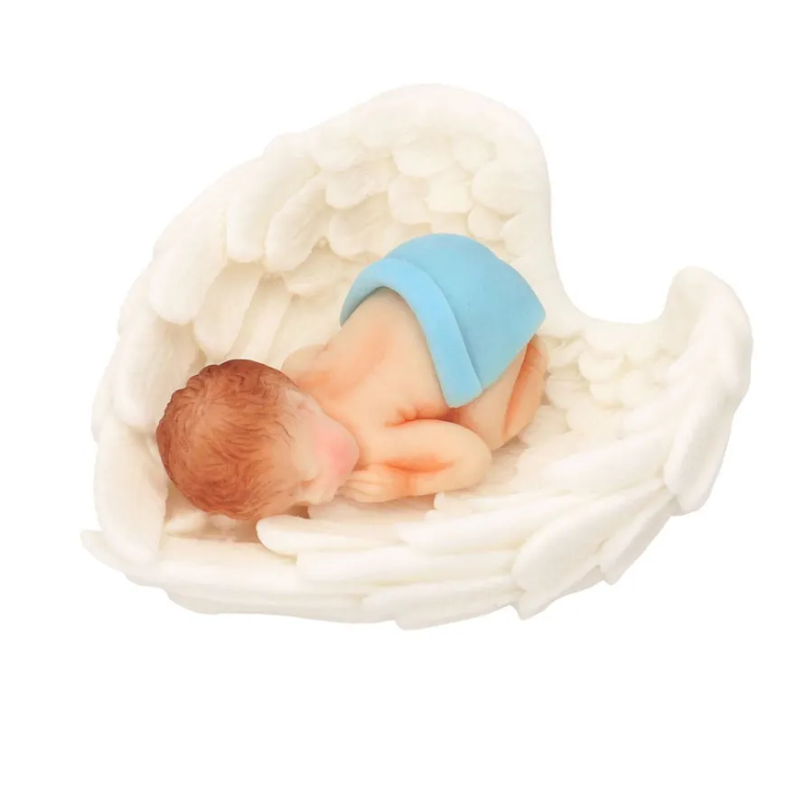 Cake Topper Tortendeko Baby auf Flügel - Blau