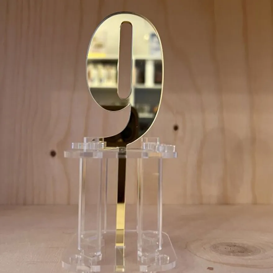 Cake Topper Zahl Acryl Gold Verspiegelt - Nummer 9