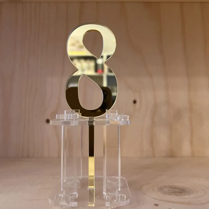 Cake Topper Zahl Acryl Gold Verspiegelt - Nummer 8