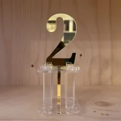 Cake Topper Zahl Acryl Gold Verspiegelt - Nummer 2
