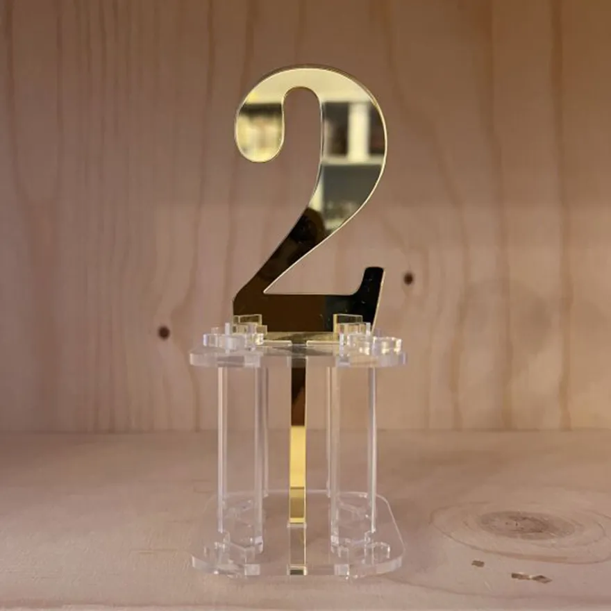 Cake Topper Zahl Acryl Gold Verspiegelt - Nummer 2
