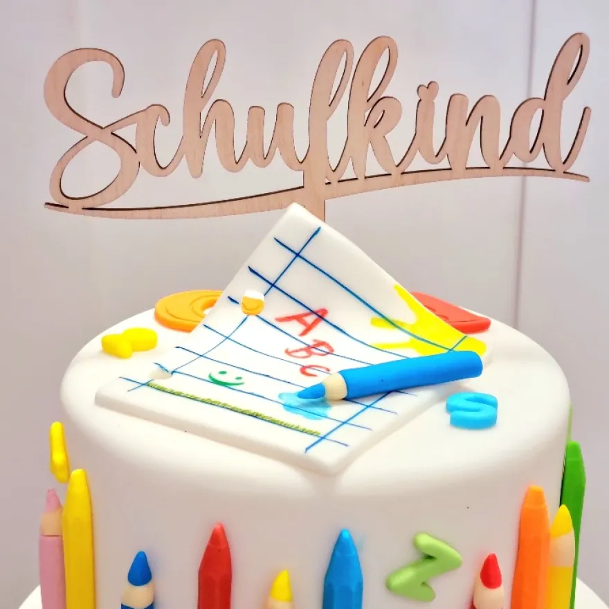 CM Cake Topper Einschulung Holz - Schulkind