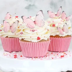 CM Schmetterlinge aus Esspapier - Rosa 29 Stück