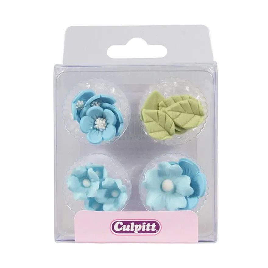 Culpitt Zuckerdeko Blumen & Blätter - Blue