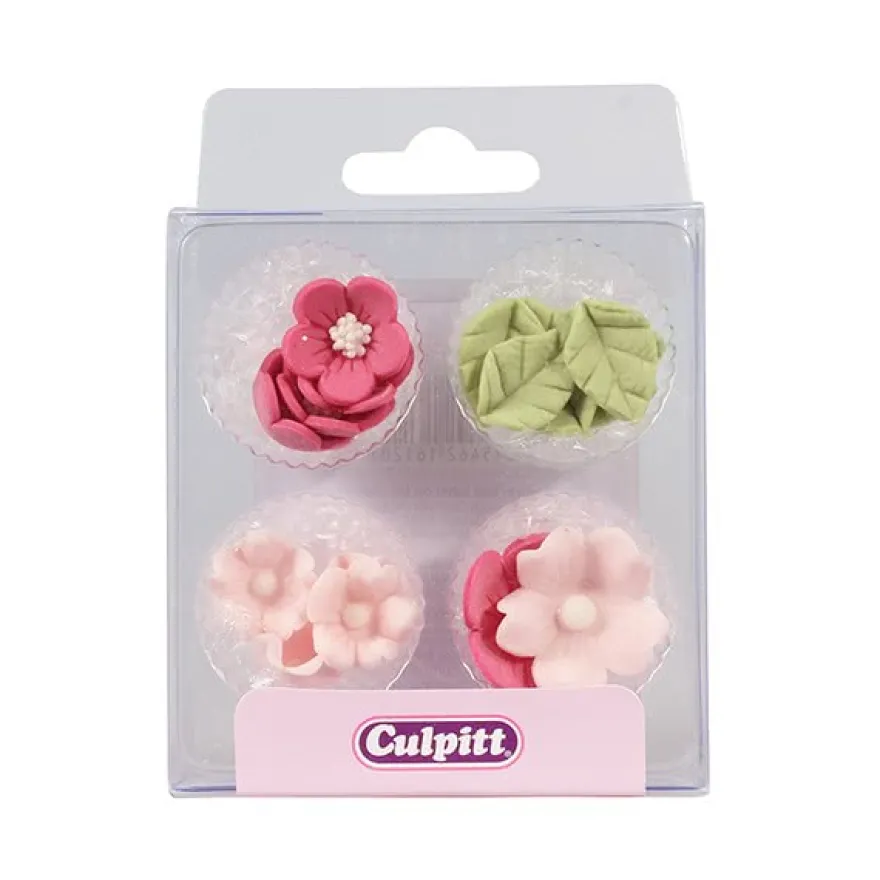 Culpitt Zuckerdeko Blumen & Blätter - Pink