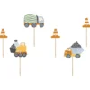 Cupcake Topper Baustelle - Baufahrzeuge und Pylonen
