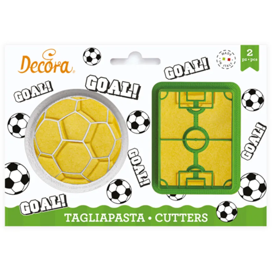 Decora Kunststoff Ausstecher - Fussballfeld & Ball 2tlg