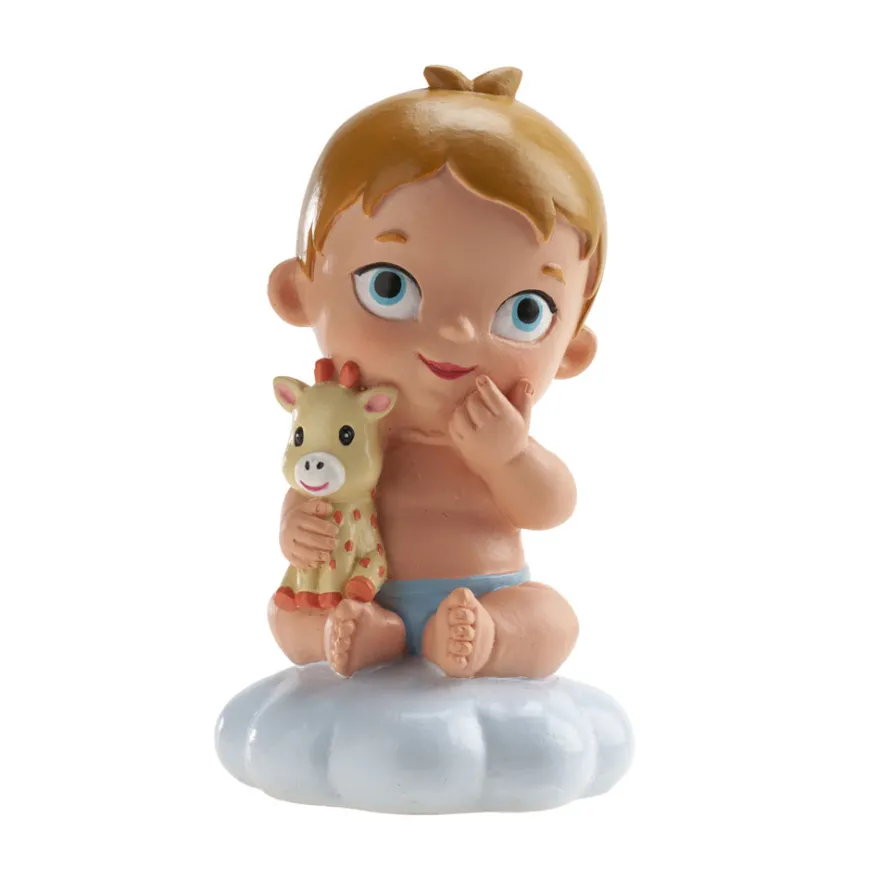 Dekorative Tortenfigur Baby mit Kuscheltier - Junge