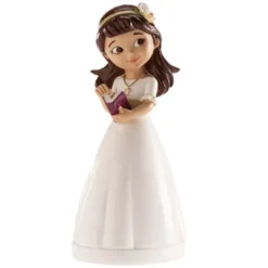 Dekorative Tortenfigur Kommunion Mädchen mit Bibel und Diadem