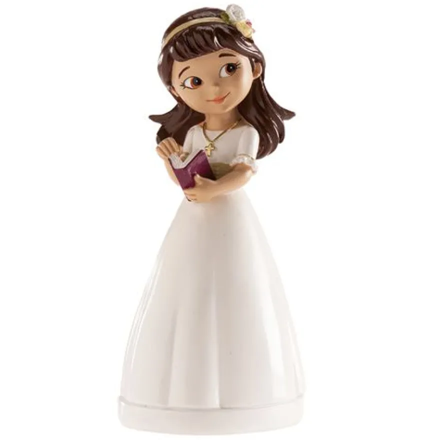 Dekorative Tortenfigur Kommunion Mädchen mit Bibel und Diadem