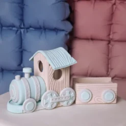 Figur aus Fondant - Lokomotive mit Wagon Blau