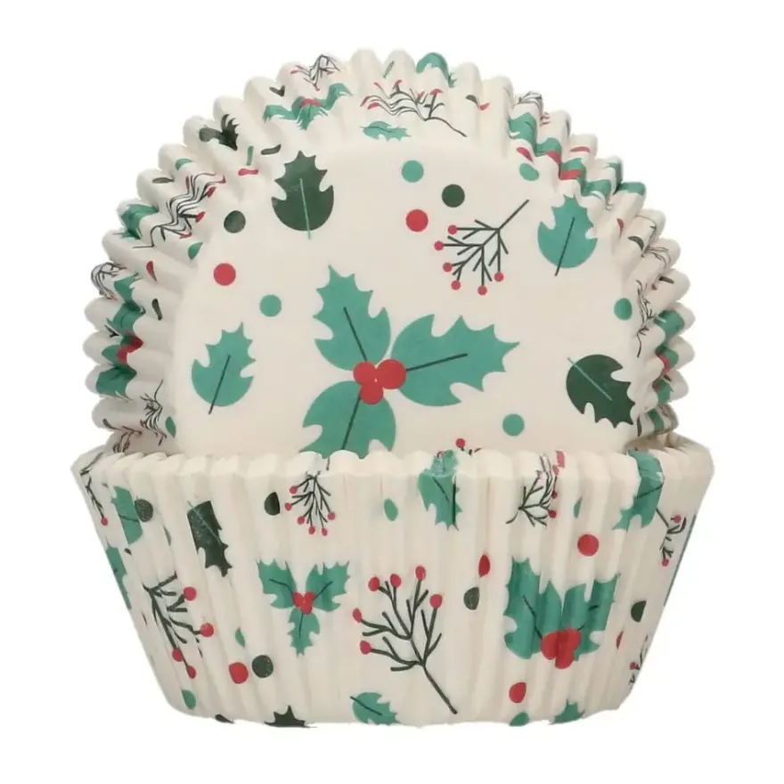 FunCakes Cupcake-Backförmchen Holly Leaf 48 Stück