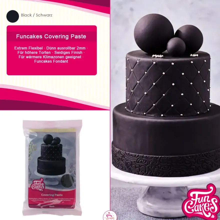 Funcakes Fondant - Covering Paste schwarz 500g