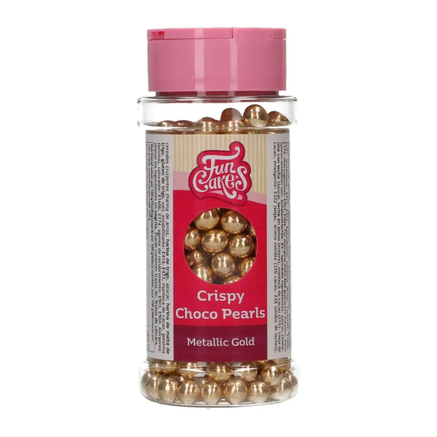 FunCakes Knusprige Choco Perlen - Metallic Gold 60g