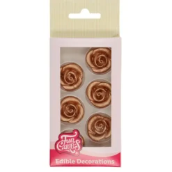 Funcakes Rosen aus Zucker - Bronze Gold 6 Stück