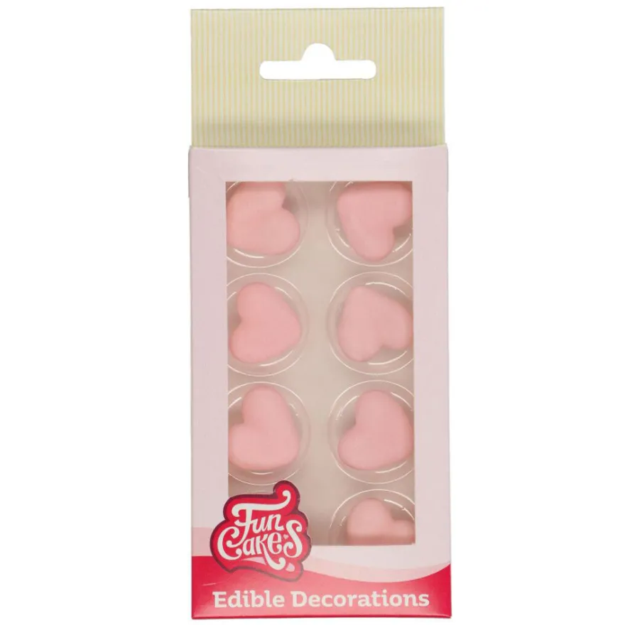 Funcakes Zuckerdekoration rosa Herzen 8 Stück