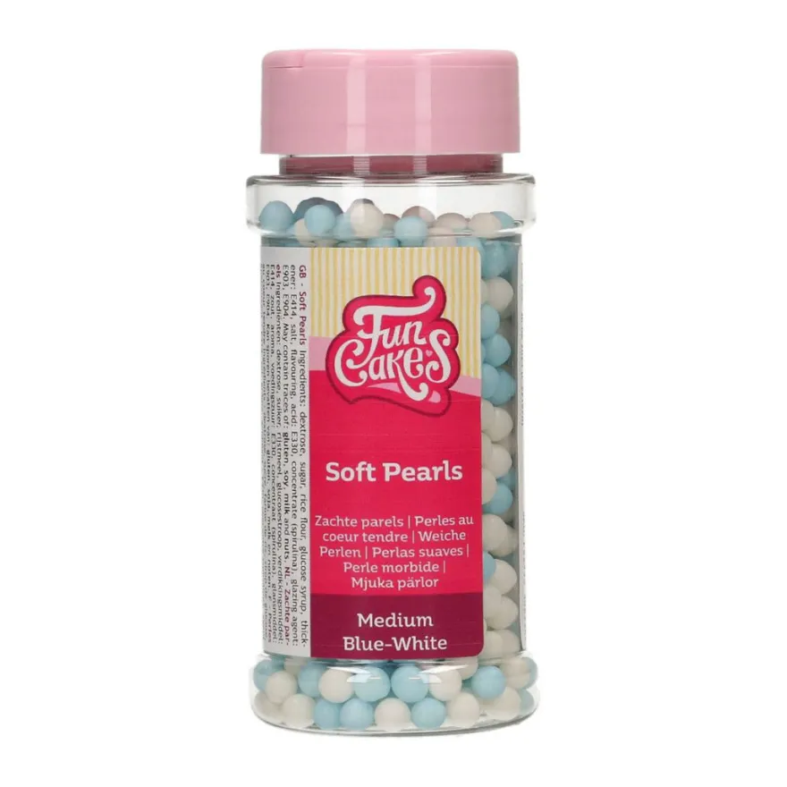 FunCakes Zuckerperlen Blau und weiß – 60g