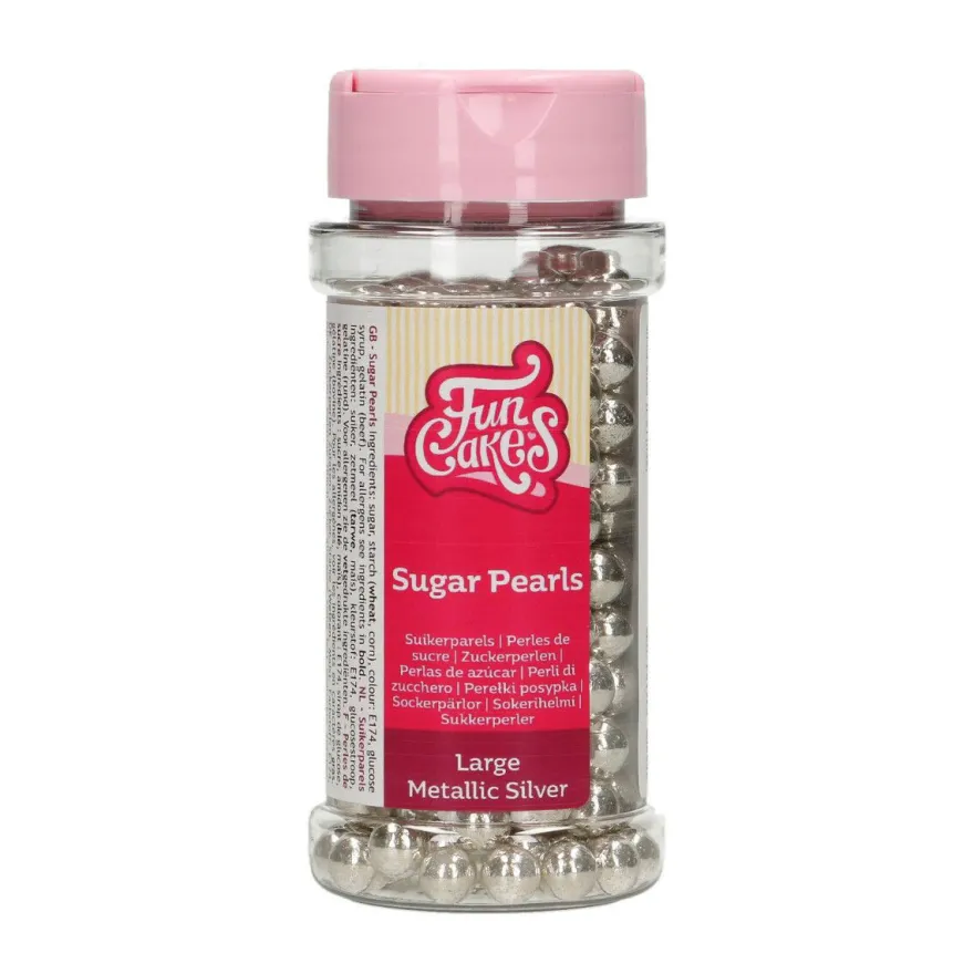 FunCakes Zuckerperlen Metallic Silver - Maxi 8mm