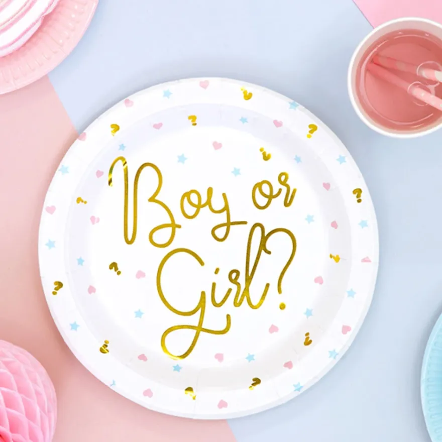 Gender Reveal Pappteller - Boy or Girl 6 Stück