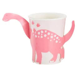 Ginger Pappbecher Dinosaurier Pink - 8 Stück