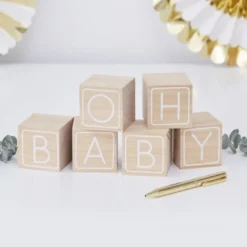 Ginger Ray Baby Shower Gästebuch alternative - Holzbausteine