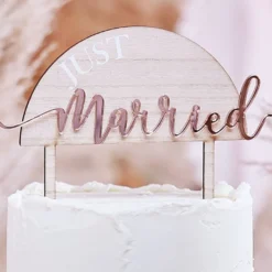 Ginger Ray Cake Topper Acryl/Holz -Just Married Rosegold