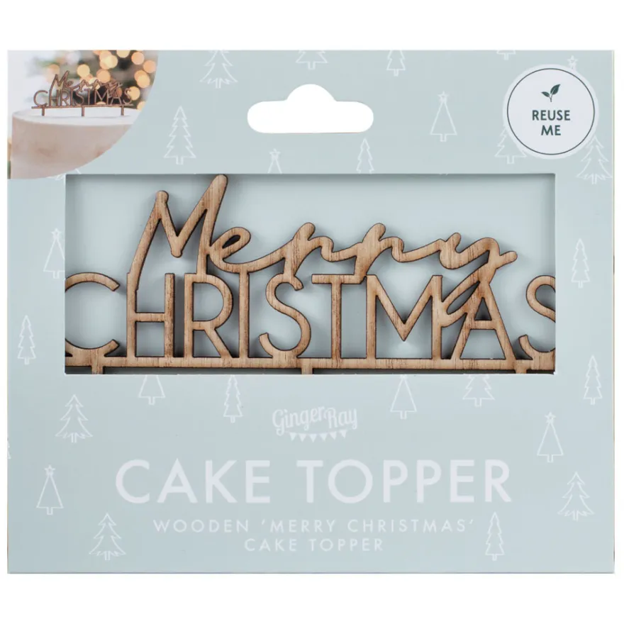 Ginger Ray Cake Topper Holz - Merry Christmas
