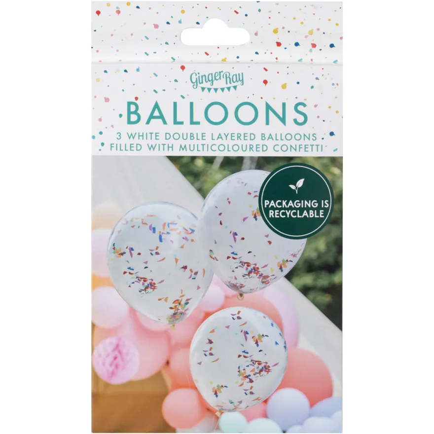 Ginger Ray doppellagige Luftballon - Rainbow Konfetti