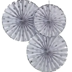 Ginger Ray Fächerdekoration - Papierrosetten Silber