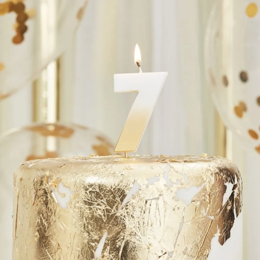 Ginger Ray Gold Ombre Kerze - Zahl 7
