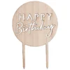 Ginger Ray Holz Cake Topper - Rund - Happy Birthday