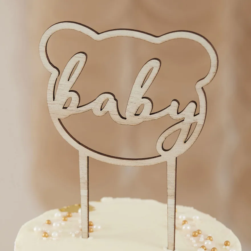 Ginger Ray Holz Cake Topper - Teddy Bär Baby