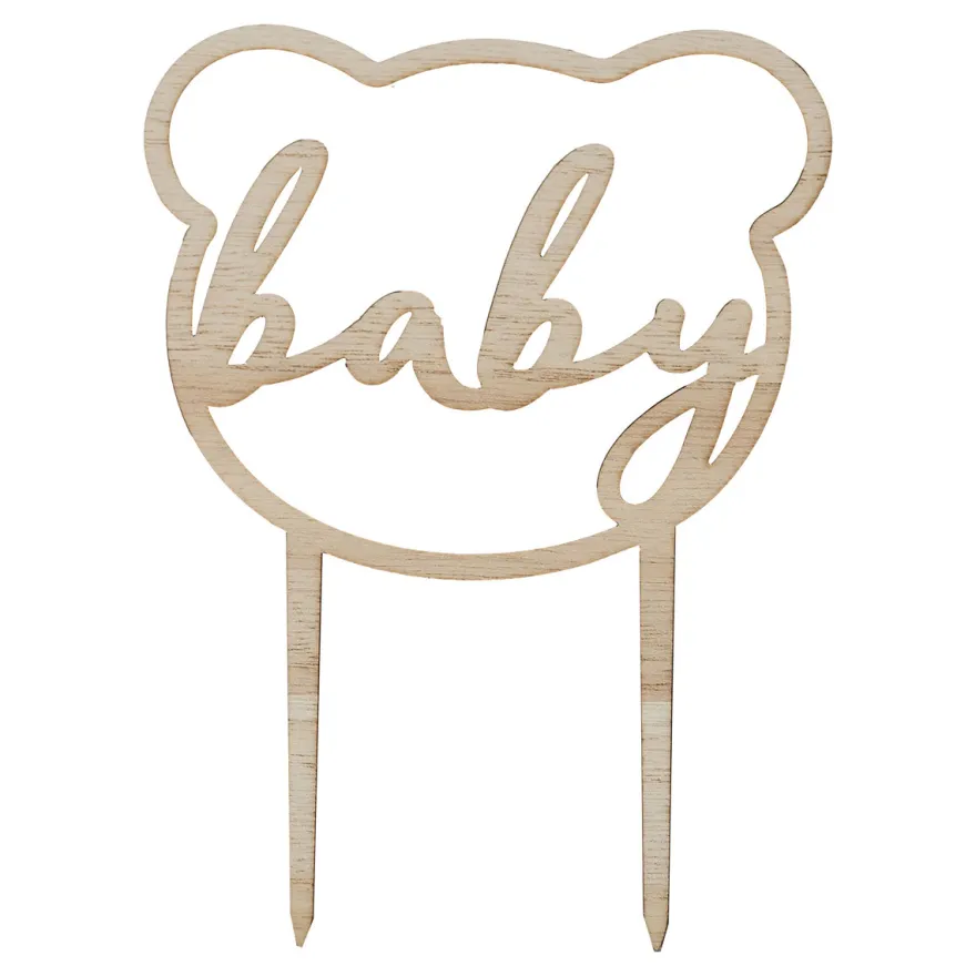 Ginger Ray Holz Cake Topper - Teddy Bär Baby