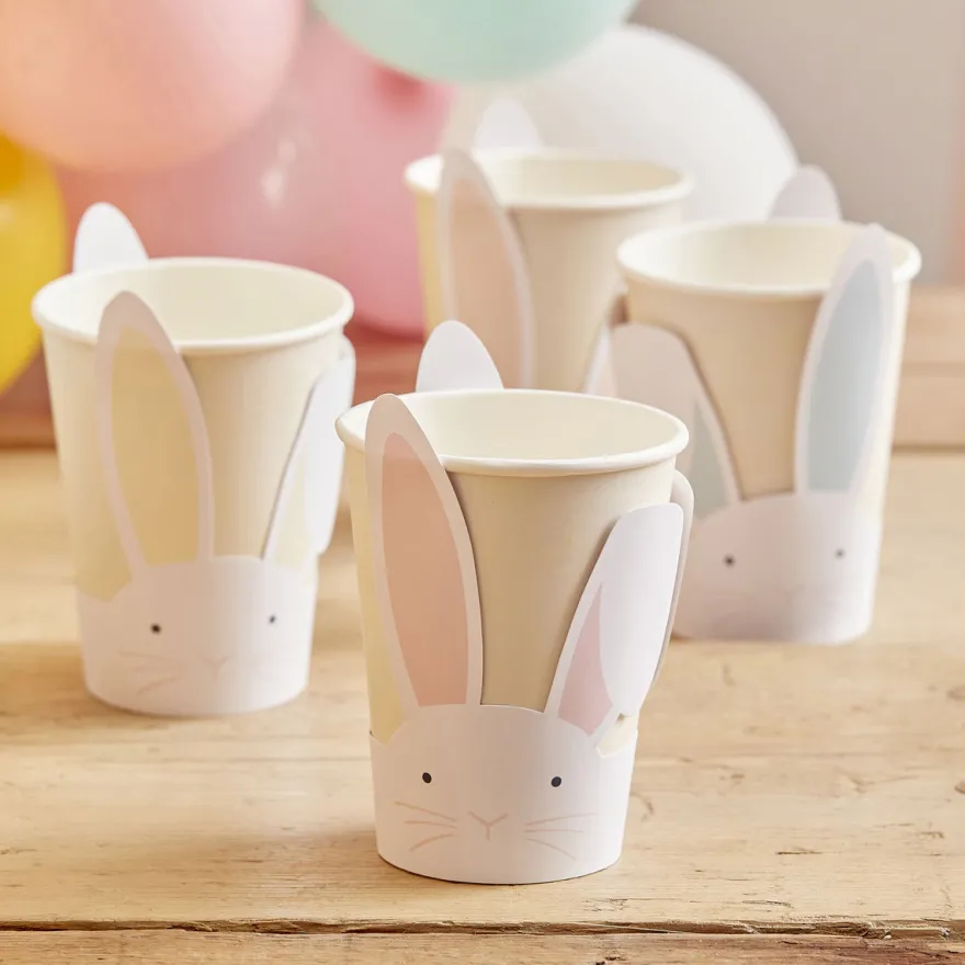 Ginger Ray Pappbecher Easter Bunny - Hase 8 Stück