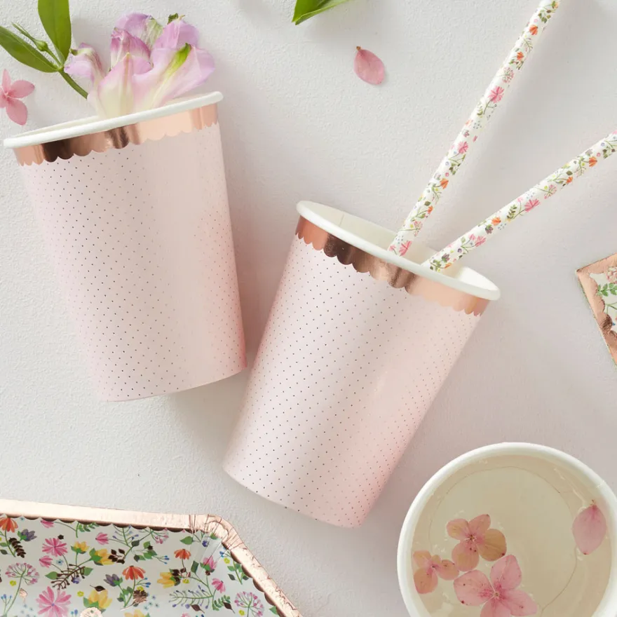 Ginger Ray Pappbecher Rosegold gepunktet 8 Stück