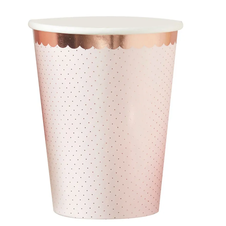 Ginger Ray Pappbecher Rosegold gepunktet 8 Stück
