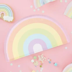 Ginger Ray 8 Pappteller - Regenbogen