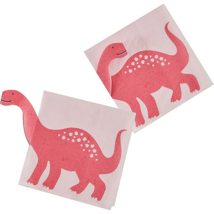 Ginger Ray Servietten - Dino Pink 16 Stück